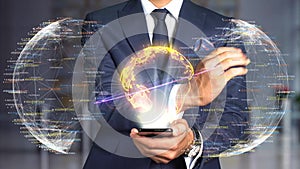 Businessman hologram concept tech - PMI