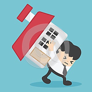 Businessman home loan liability. real estate value illustration