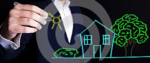 Businessman house draw