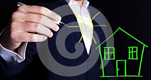 Businessman house draw