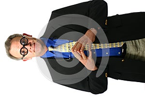 Businessman with humorous expression and glasses