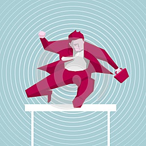 Businessman hurdles running, business concept design.