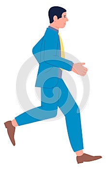 Businessman hurrying for work. Deadline concept. Man running