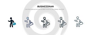Businessman icon in different style vector illustration. two colored and black businessman vector icons designed in filled,