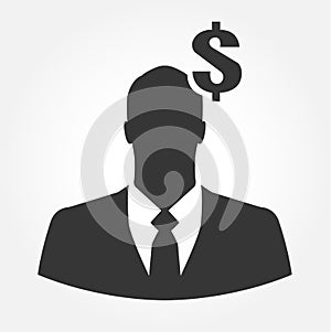 Businessman icon with dollar sign