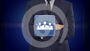 Businessman icon network - HR, HRM, MLM, teamwork and leadership concept