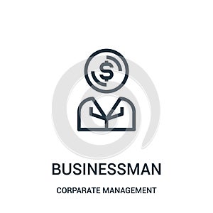 businessman icon vector from corparate management collection. Thin line businessman outline icon vector illustration. Linear photo