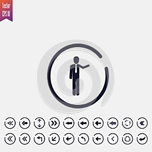 businessman icon, vector illustration. flat icon. arrow