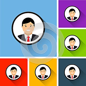Businessman icons with long shadow