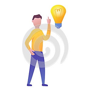 Businessman with idea bulb. Creative idea.Young guy isolated on white background.