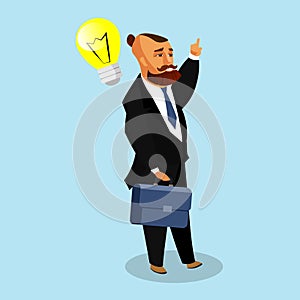 Businessman with Idea Bulb Vector Illustration