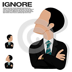 A businessman is ignoring something on transparent background