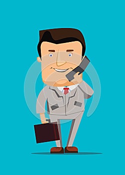 Businessman illustration talking on a phone business illustration