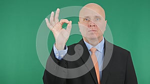 Businessman Image With OK Finger Sign Good Job Hand Gestures.