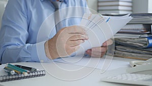 Businessman Image Reading Accounting Documents