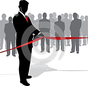 Businessman inaugurating