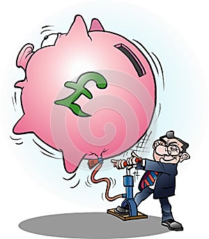 A businessman inflated economy Pound photo