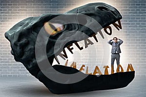 The businessman in inflation business concept