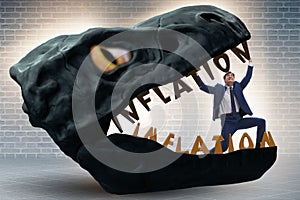 The businessman in inflation business concept