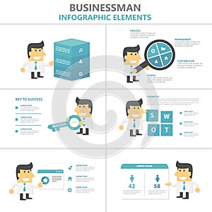 Businessman Infographic elements flat design vector set for marketing advertising, buinessman cartoon vector