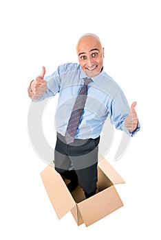 Businessman inside a box