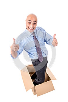 Businessman inside a box