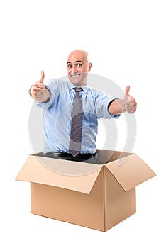 Businessman inside box