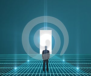 Businessman in interface world