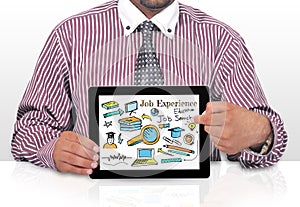 Businessman Internet Online Job Search application Concept with smratphone screen