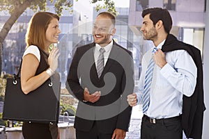 Businessman introducing new partner to colleague