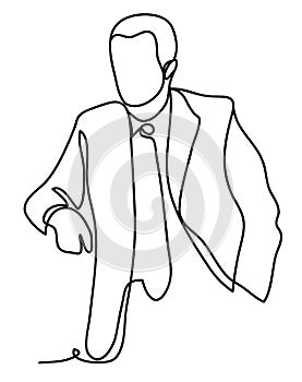 Businessman isolated - Business concept illustration. Continuous line drawing. Isolated on the white background. Vector