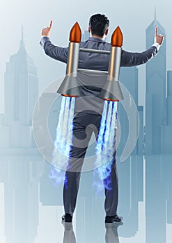 Businessman with jet pack in business concept