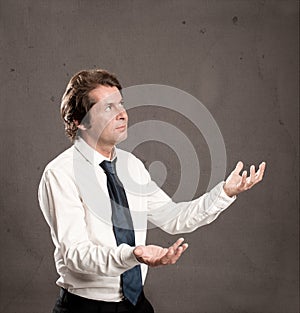 Businessman juggling with copy space