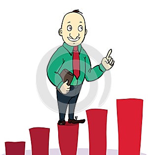 Businessman jump over growing chart. concept