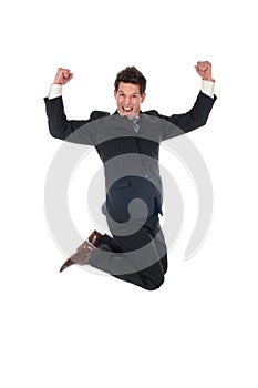 Businessman jumping