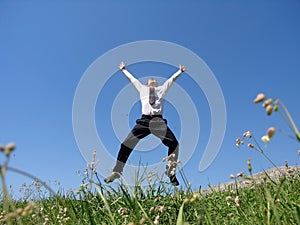 Businessman jumping