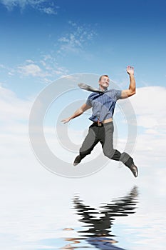 Businessman jumping