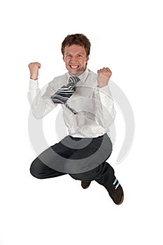 Businessman jumping