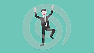 Businessman jumping excited