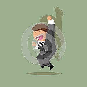 Businessman jumping and happiness in success concept ,Character cartoon design