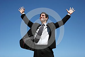 Businessman jumping for success