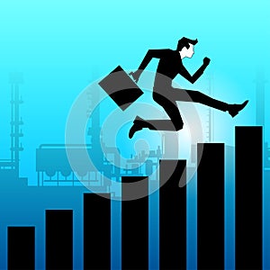 Businessman jumping towards success