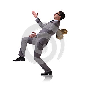 The businessman with key in hardworking concept