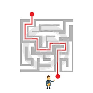 Businessman Labyrinth Choosing Path Way Challenge