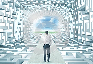 Businessman in labyrinth