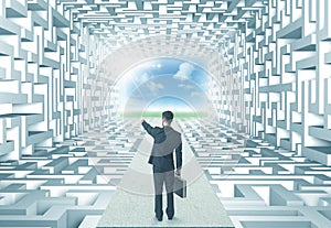 Businessman in labyrinth