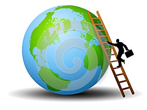 Businessman Ladder Earth