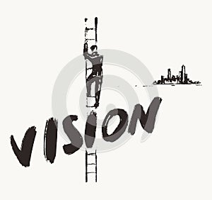 Businessman ladder growth ambitions grow a vector