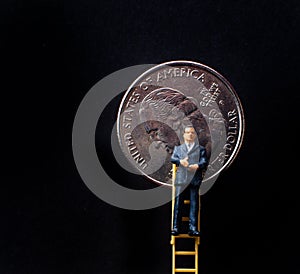 Businessman Ladder Quarter