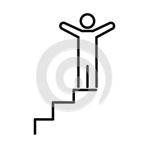 Businessman ladder top business management developing successful line style icon